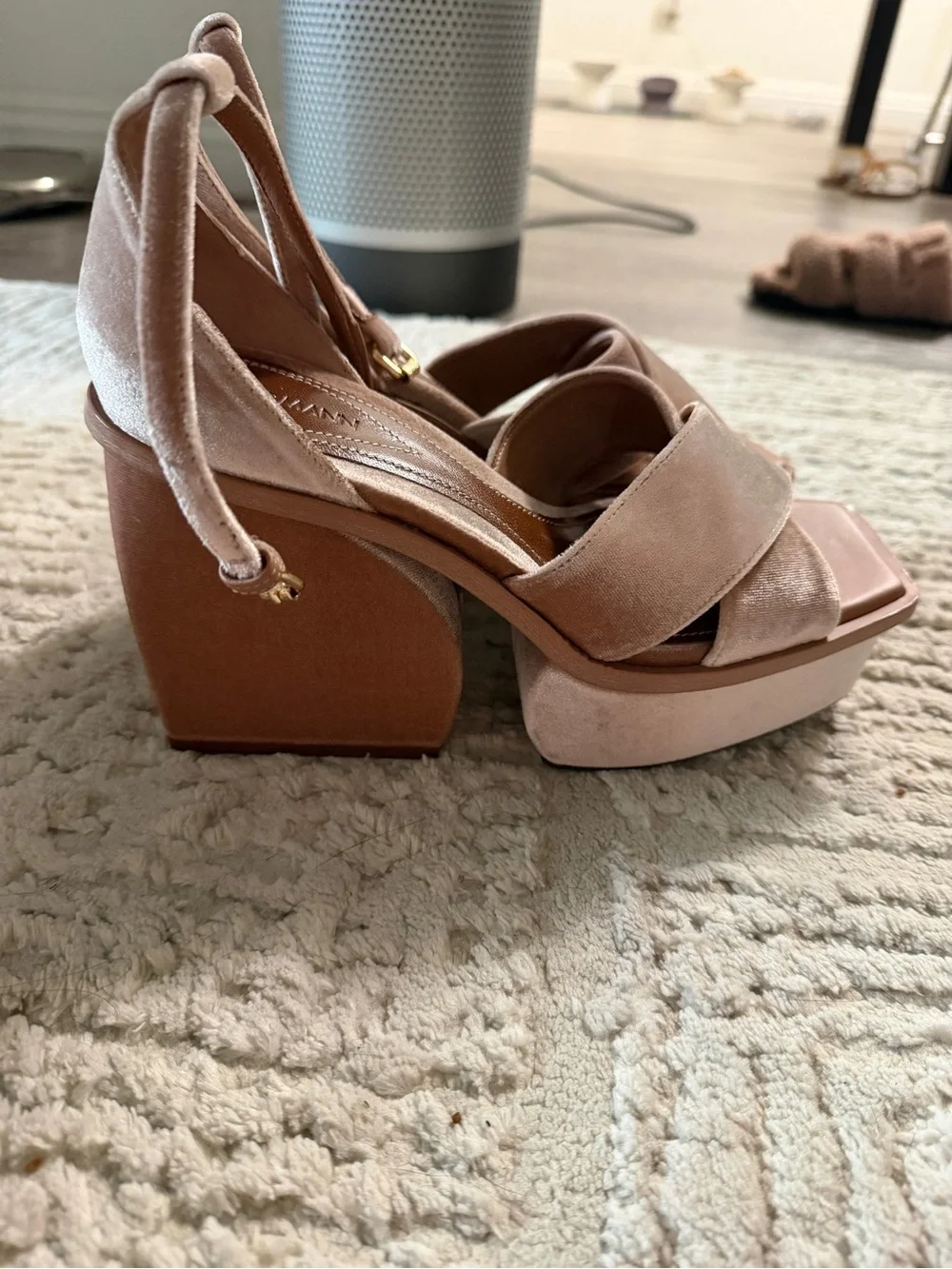 Zimmermann Blush Velvet Platform Wedge Sandals